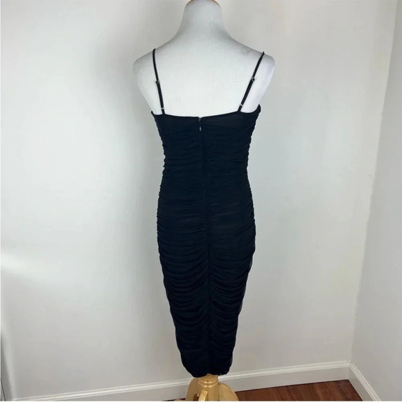 Aritzia Ten by Babaton Luxor MIDI Dress Black Ruched Size 10 B38 - Picture 6 of 10